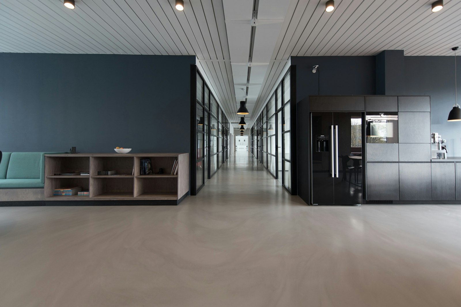 Professional office workspace with modern furniture