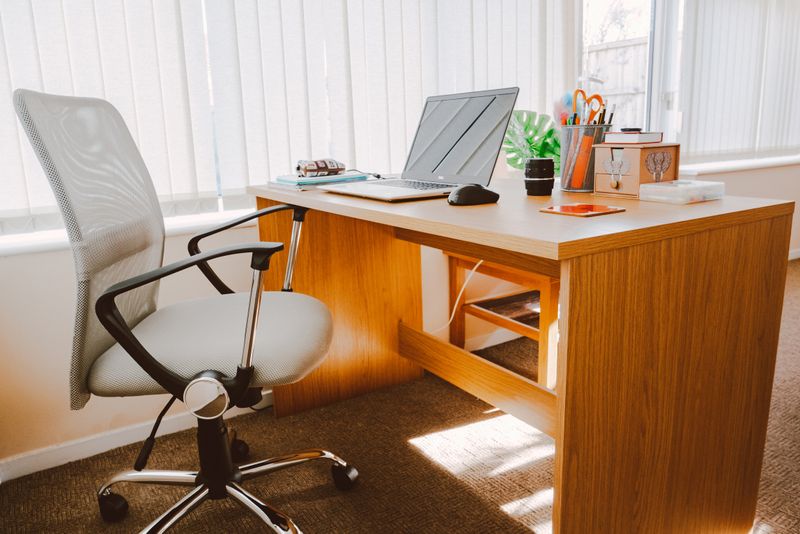 Executive desk with organized workspace